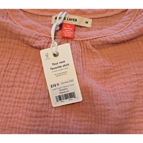 Marine Layer Tank Top Womens Size Medium Rosette Pink Feminine Coquette Romantic - Picture 3 of 8